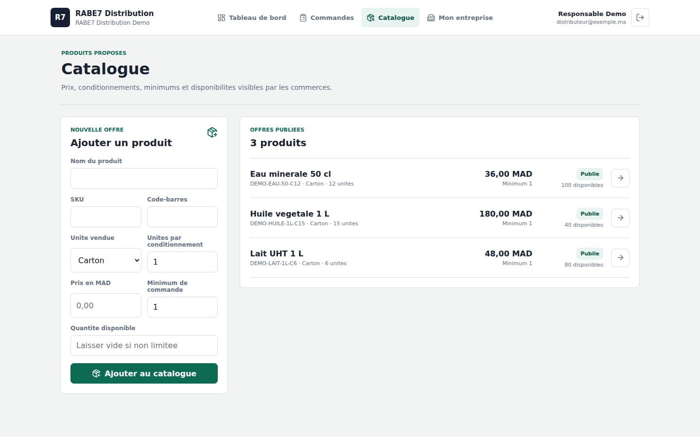 Catalogue et formulaire produit du portail distributeur WinWin