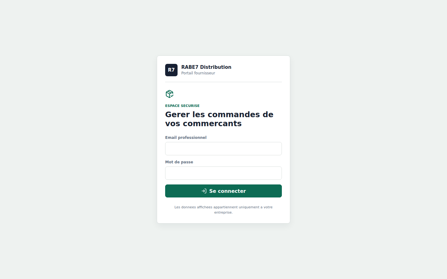 Ecran de connexion du portail distributeur WinWin